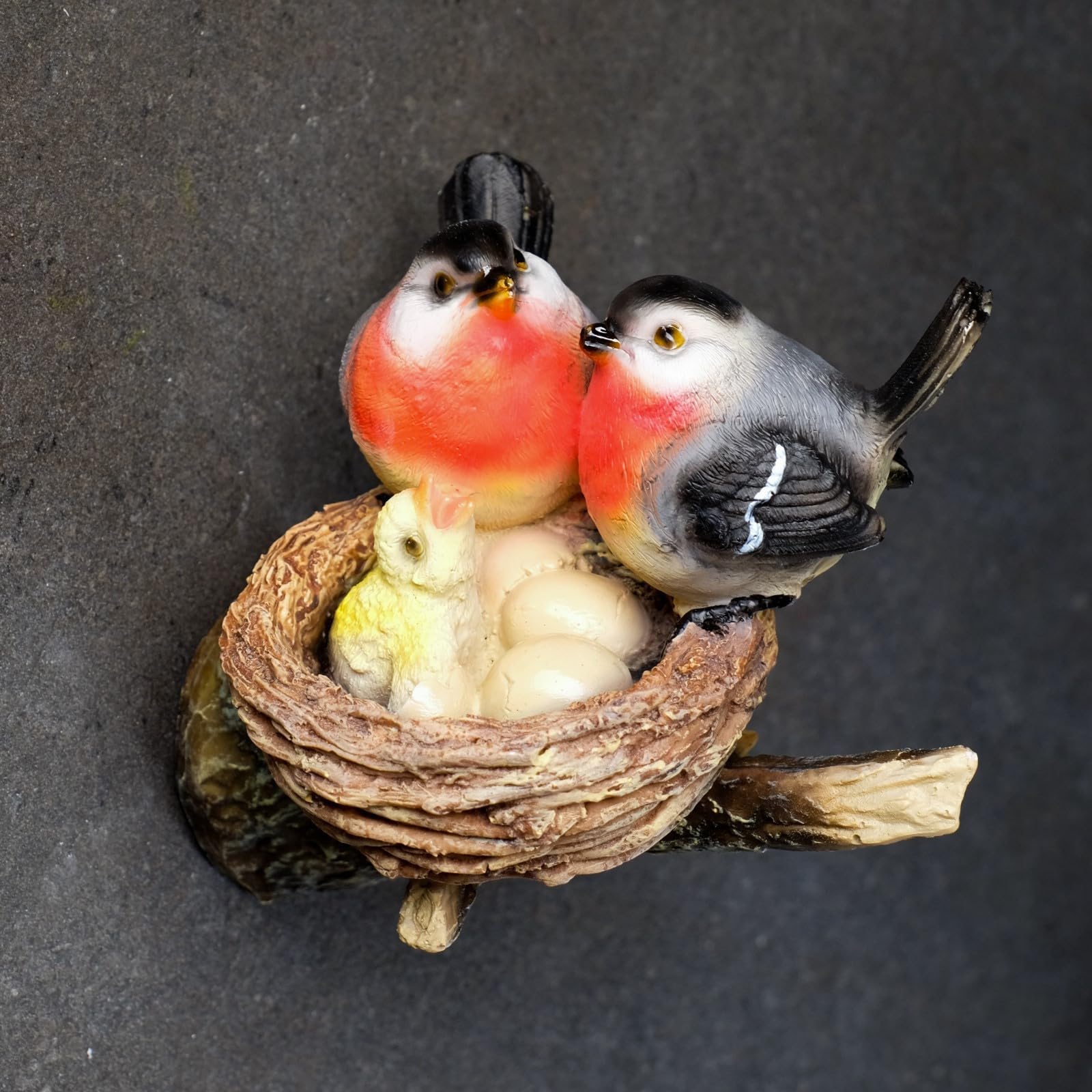 Bird Nest Garden Figurine with Lifelike Chick and Eggs - Perfect Outdoor Decorative Accent