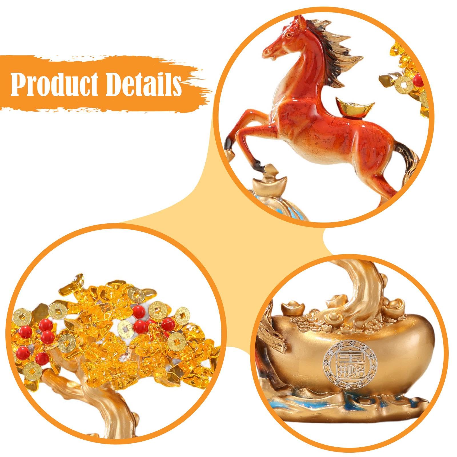 Figura de Caballo de Resina Artesanal - Escultura de Animal Auspicioso para Desear Y Prosperidad - Diseño Creativo - Ideal para Decorar La Mes, Rojo, Individual