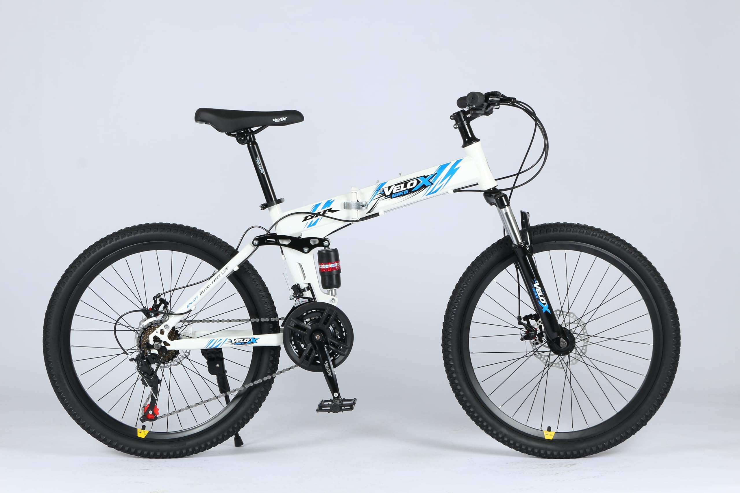 selling united 26inch Foldable Mountain Bike Dual Suspension Hardtail Bicycle Men Women Mountain Bike 21 Speed Drivetrain Lightweight Frame Sport Cycling Bike for Adult (White (2026 Model)) — image 1