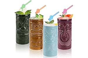 Cedilis Tiki Mugs for Cocktails - 10-Ounce Set of 4
