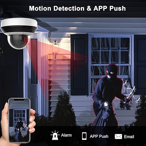 Miniatura 7 de Anpviz Cámara IP PoE PTZ de 4MP con zoom óptico 4X, 2560x1440@30fps, cámara de seguridad domo H.265+, protección perimetral, audio incorporado,