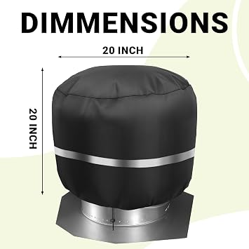 Turbine Vent Cover Outdoor Roof Ventilator Cover Heavy Duty Waterproof Turbine Ventilator Protector Cover Black 20D x 20H (1 Pack)