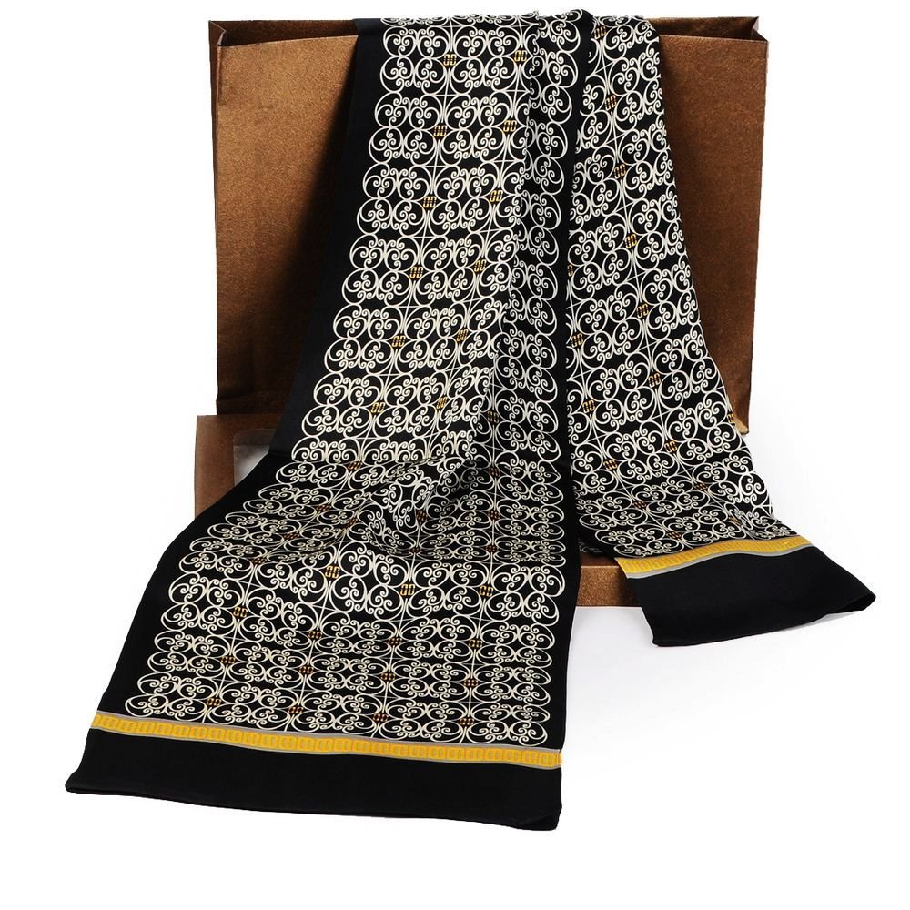 LONXU Fashion Mens 100% Silk Long Scarf/Cravat Scarives Double Layer