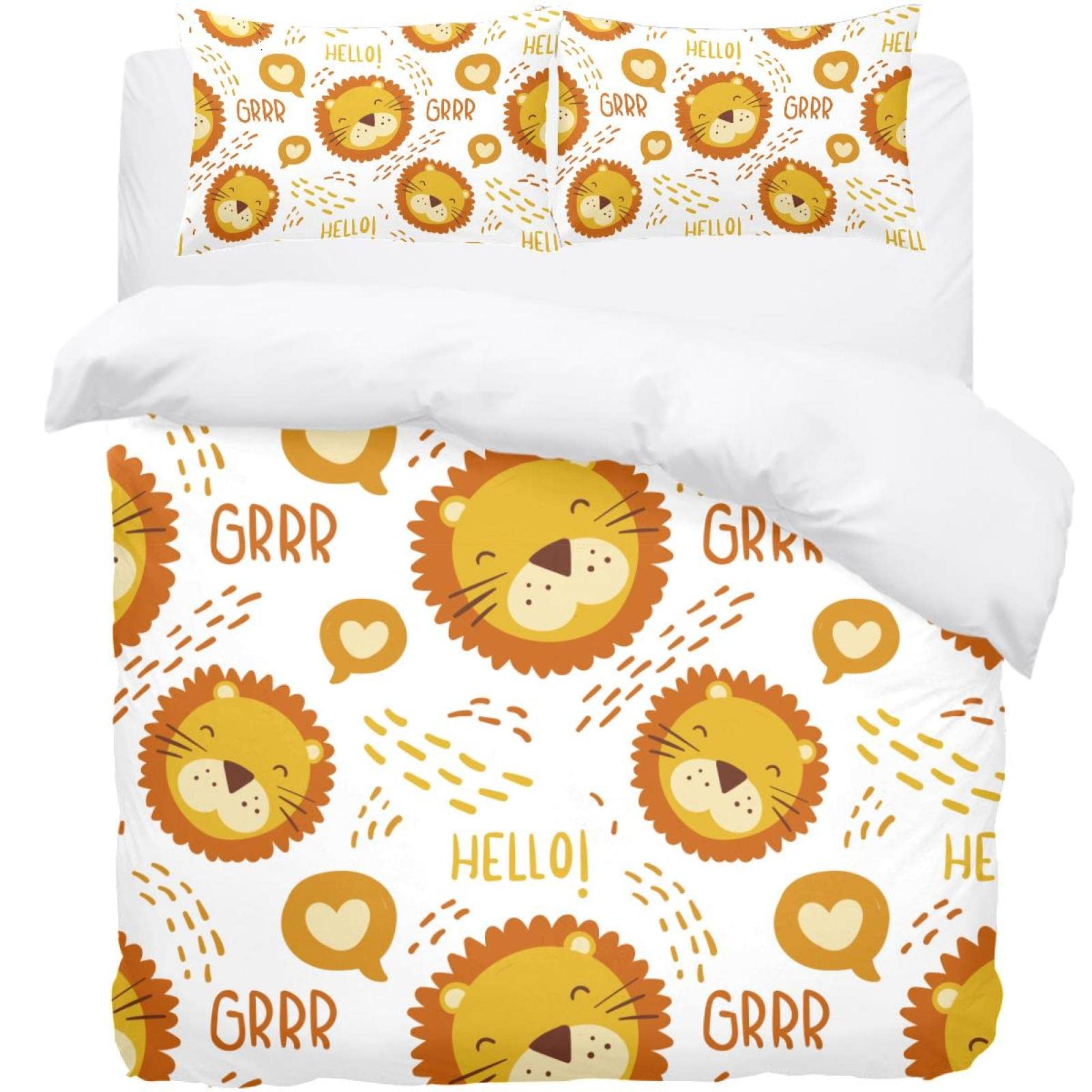 Parure de lit motif lions housse de couette douce pour un sommeil réparateur et déco unique