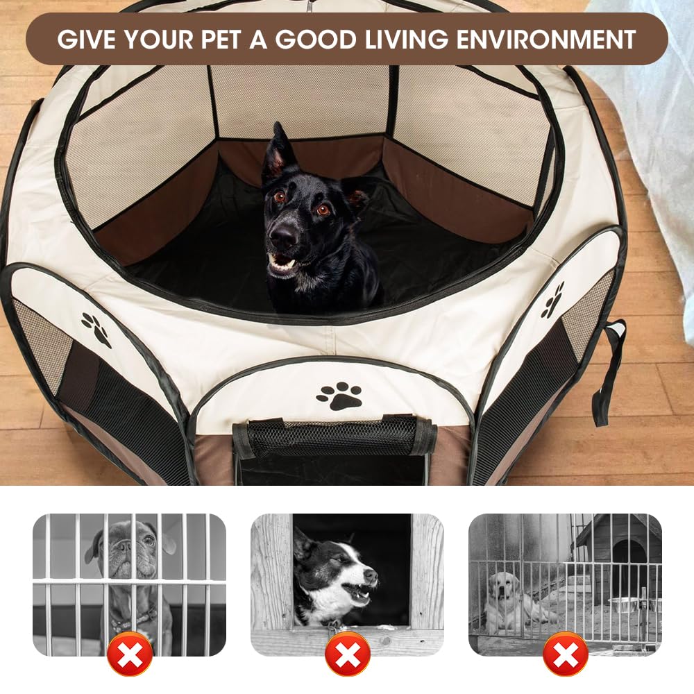 Welpenlaufstall 74 X 74 X 43CM, Tierlaufstall Faltbar, Oxford Wasserdichter Pet Laufstall, Abnehmbares Dach, Hundelaufstall, Hundelaufstall Für Wohnung, Für Laufstall Hund, Katzen, Hasen