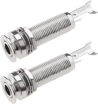 The Lord of the Tools 2PCS Cylinder End Pin Output Jack 1/4 Inch 6.35mm Stereo Barrel Endpin Jack Socket for Guitar Bass Instruments Accessories Silver