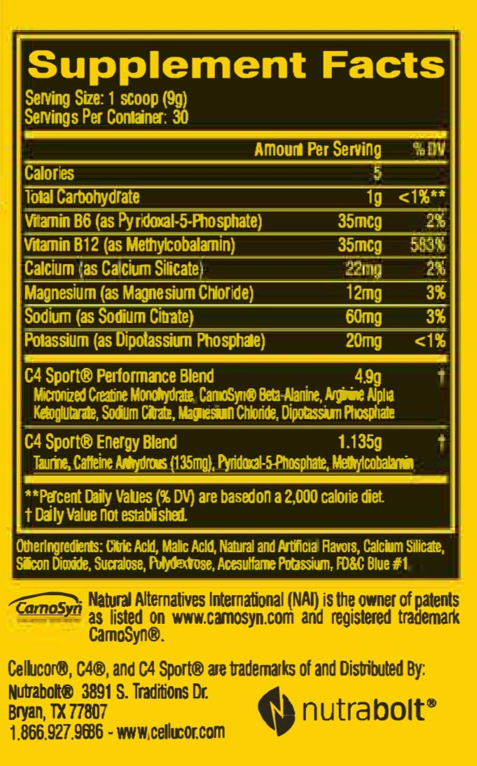 C4 Sport Pre Workout Powder Blue Raspberry Pre Workout Energy with 3g