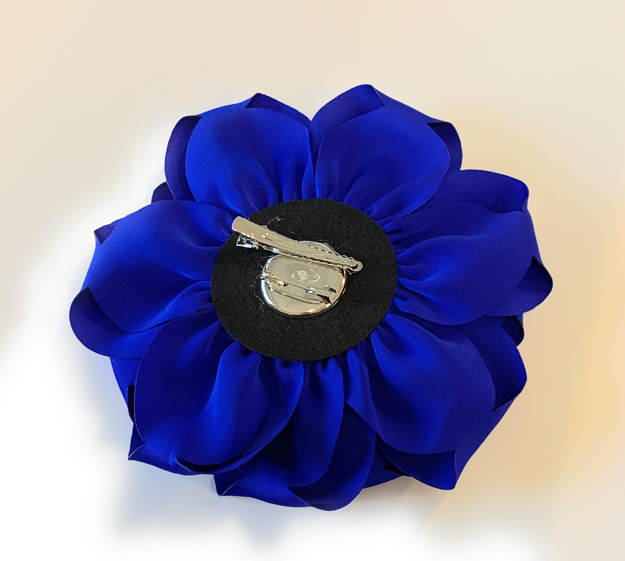 Large Rose Fascinator Corsage Hair Clip and Brooch Pin, Satin Flower, Multi-Colour Options (Royal Blue) - Image 2