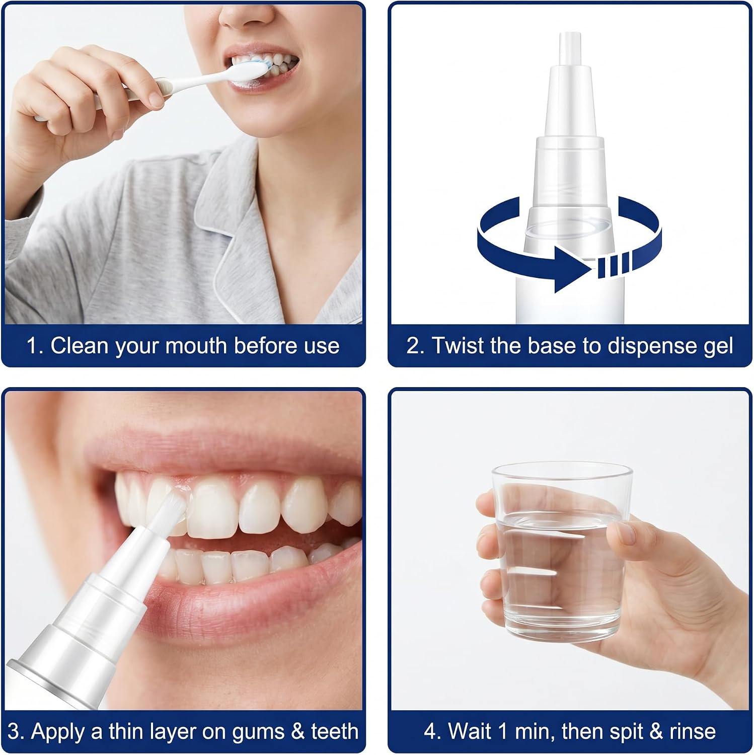 4Pcs Gum Repair Gel for Receding Gums & Oral Comfort, Gentle Dental Gel for Daily Gum Health & Enamel Care, Professional Gum Support Formula, Teeth Whitening Essence Pen