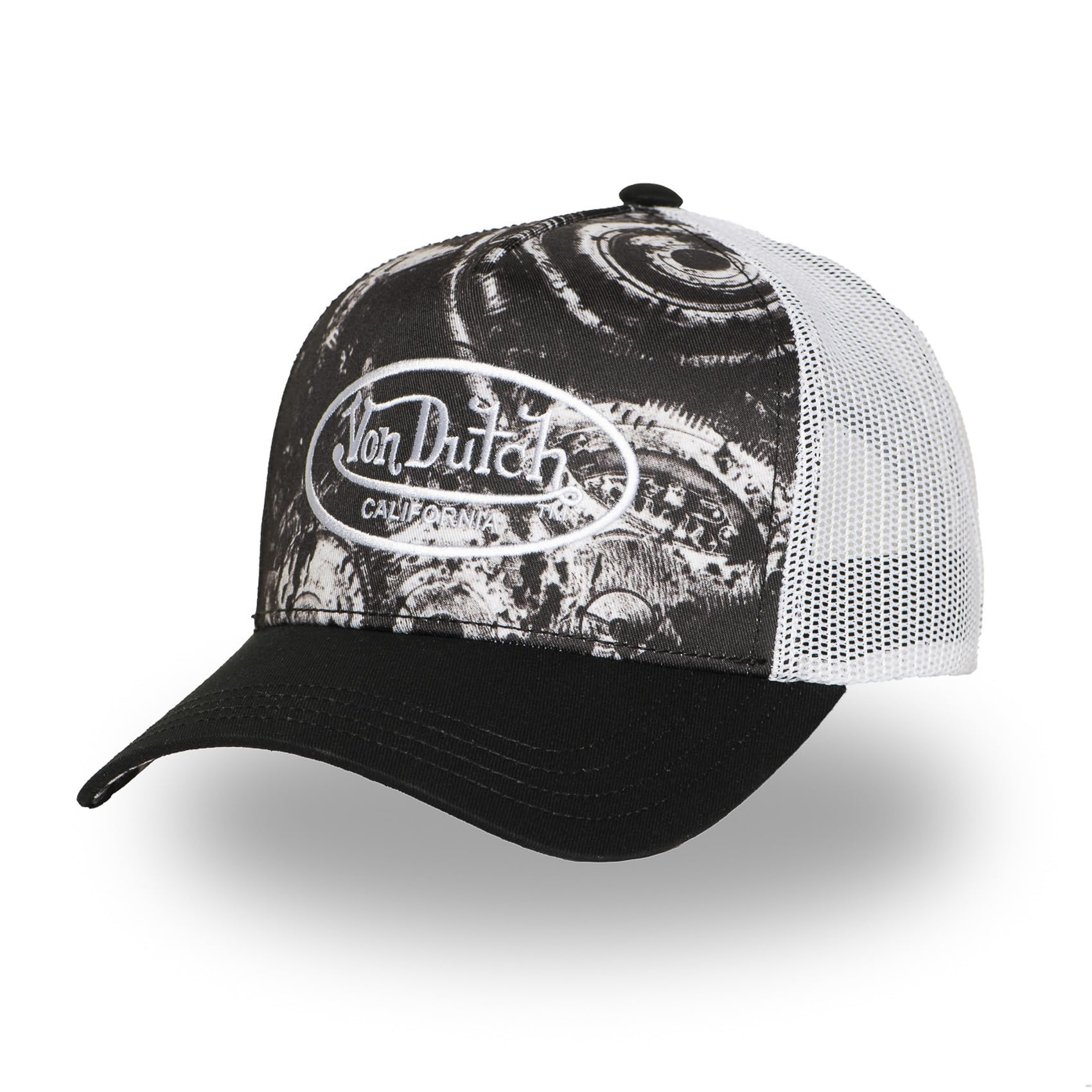 Von Dutch SUBLI Men's & Women's Cap, Adjustable Trucker Cap by Snapback, Black / White, One Size