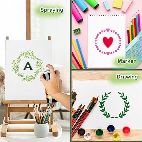 Miniatura 7 de Plantillas florales para pintar, manualidades, guirnalda de flores de hojas redondas, para proyectos de quema de madera, plantillas de pintura de