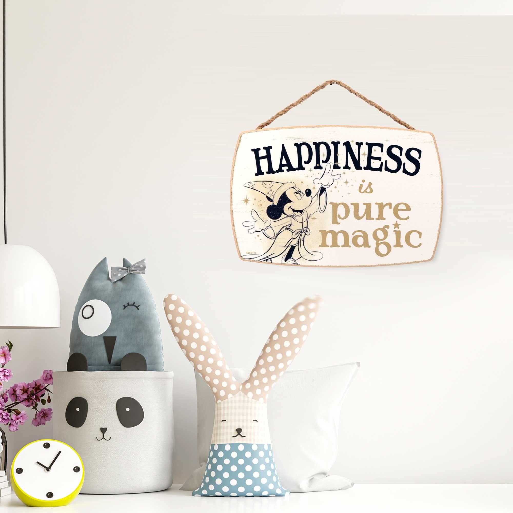 Amazon｜ディズニー ミッキーマウス 壁掛け木製壁装飾 - Happiness is