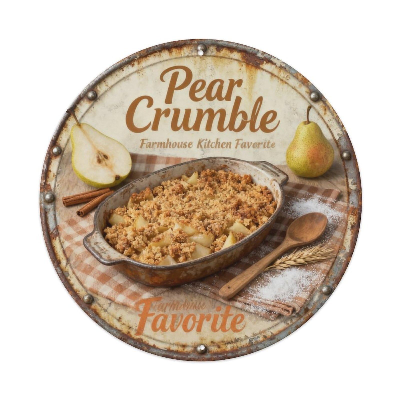 Pear Crumble Metal Tin Sign Plaque