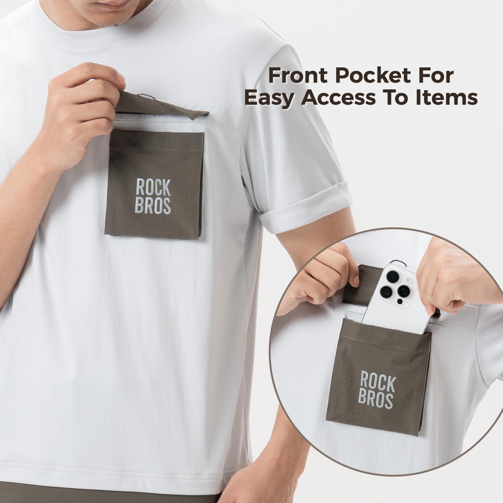 ROCKBROS Mountainbike Radtrikot Kurzarm Herren mit Magnet Brusttasche, Feuchtigkeitstransport Schnell Trocknen Atmungsaktiv Fahrradtrikot Radshirt Für MTB, BMX, Motocross, Downhill Trikot