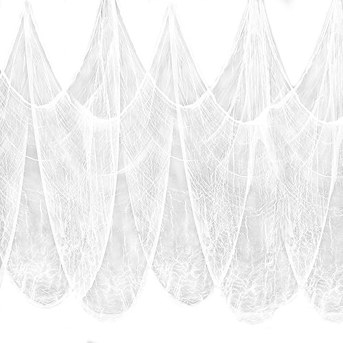 Paño espeluznante de Halloween, paquete de 2 paños espeluznantes de 354 x 85 pulgadas, tela espeluznante blanca para casas embrujadas, fiestas,
