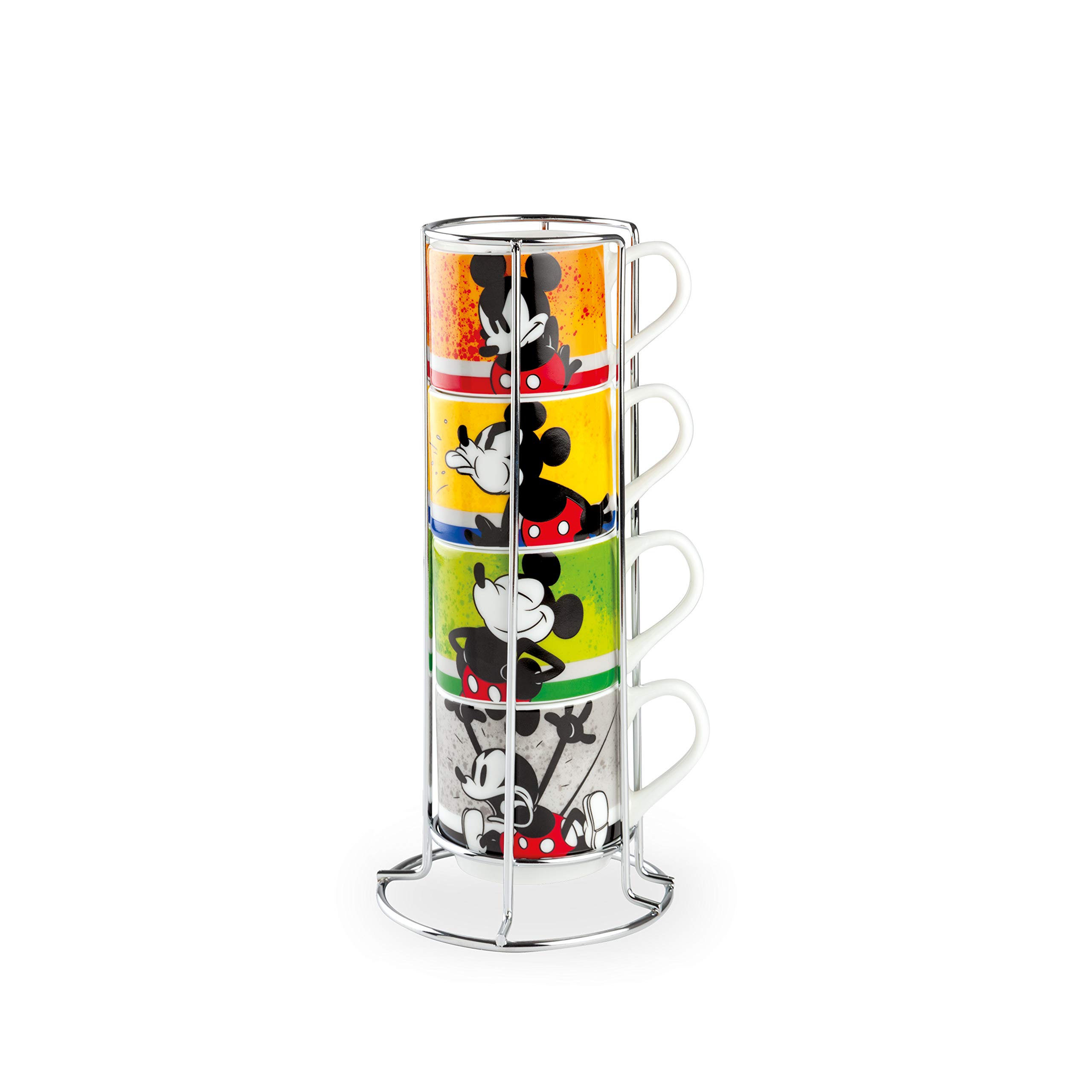 Tasses à café Mickey Egan Lot de 4 empilables avec Metalrack ML. 80 PWM02I/4AM