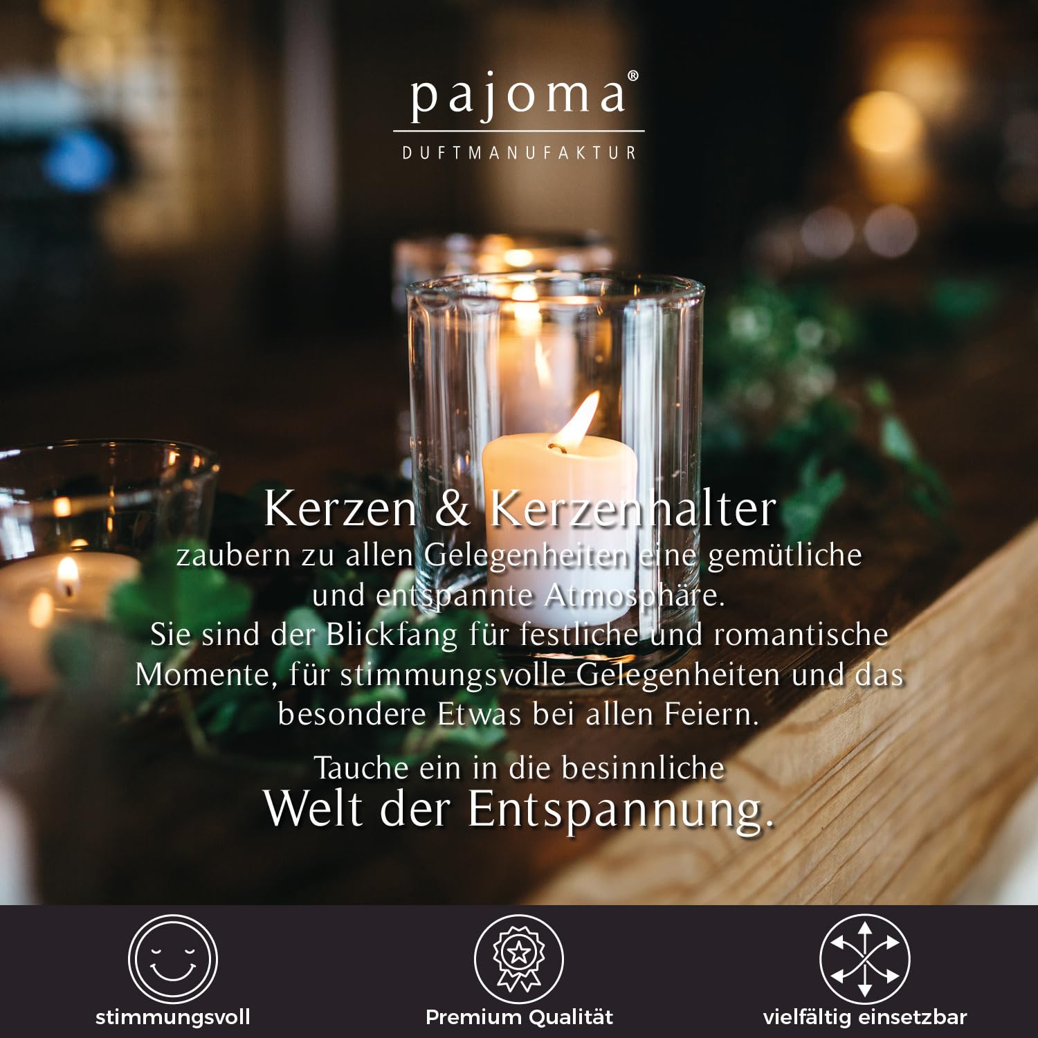 pajoma Teelichthalter aus Glas 24er Set - Kerzengläser Ø10 cm x H10 cm - Transparentes Windlicht Glas - Glass Tea Light Holders - Teelichtgläser & Gläser für Kerzen