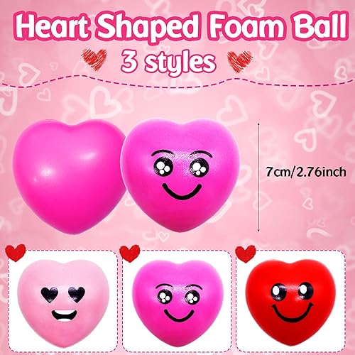 Miniatura 2 de 18 bolas de estrés con forma de corazón, para el día de San Valentín, sonrisa, cara, alivio del estrés, mini bolas de espuma en forma de corazón