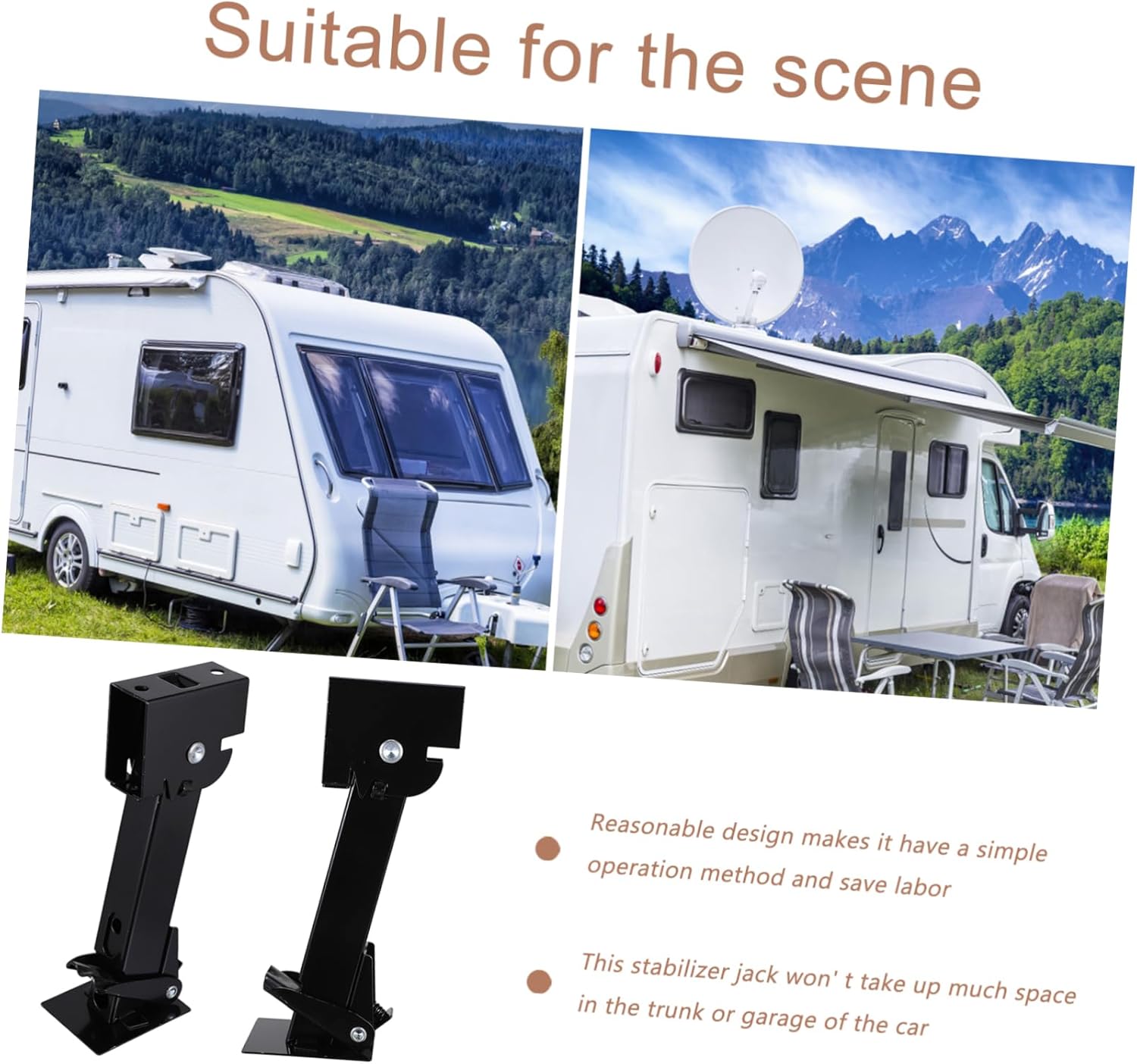 2Pcs Rv Stabilizer Jack Support for Trailer Heavy Duty Steel Practical Trailer Stabilizer Accessory for Outdoor and Maintenance Use