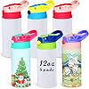 6 Pack Kids Sublimation Tumbler with Lid and Straw 12 oz Kids Sublimations Water Bottles Stainless Steel Sublimation Cups for DIY Insulated Tumbler Heat Press Print