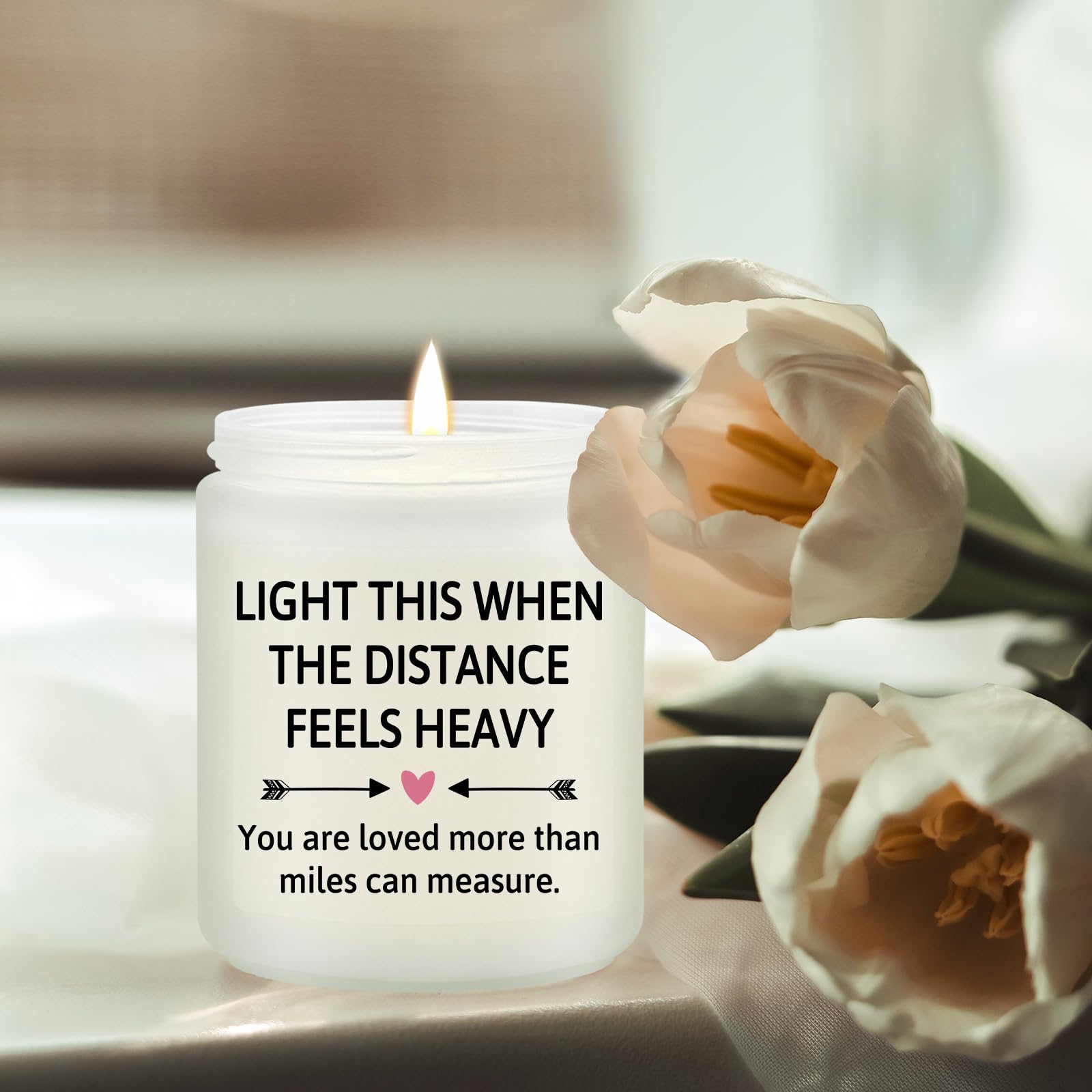 Long Distance Relationship Gifts for Him, Her - Christmas Birthday Valentines Day Candle Gifts for Long-Distance Friendship Gift for Boyfriend, Girlfriend - Lavender Scented Candle