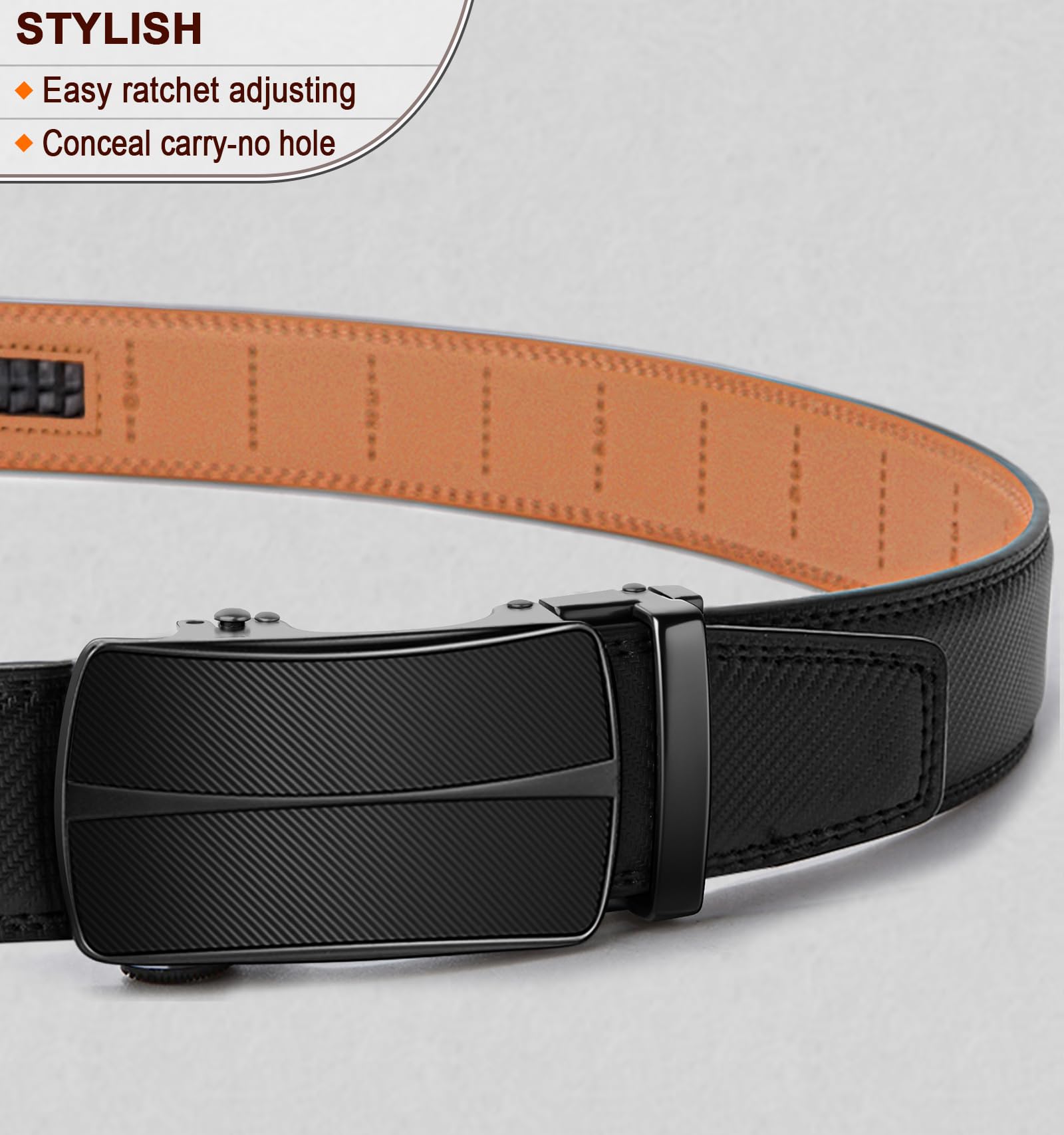 BULLIANT Cintura Uomo, Cintura Pelle Uomo Cricchetto Automatica Fibbia 35mm,Trim Regolabile per Adattars