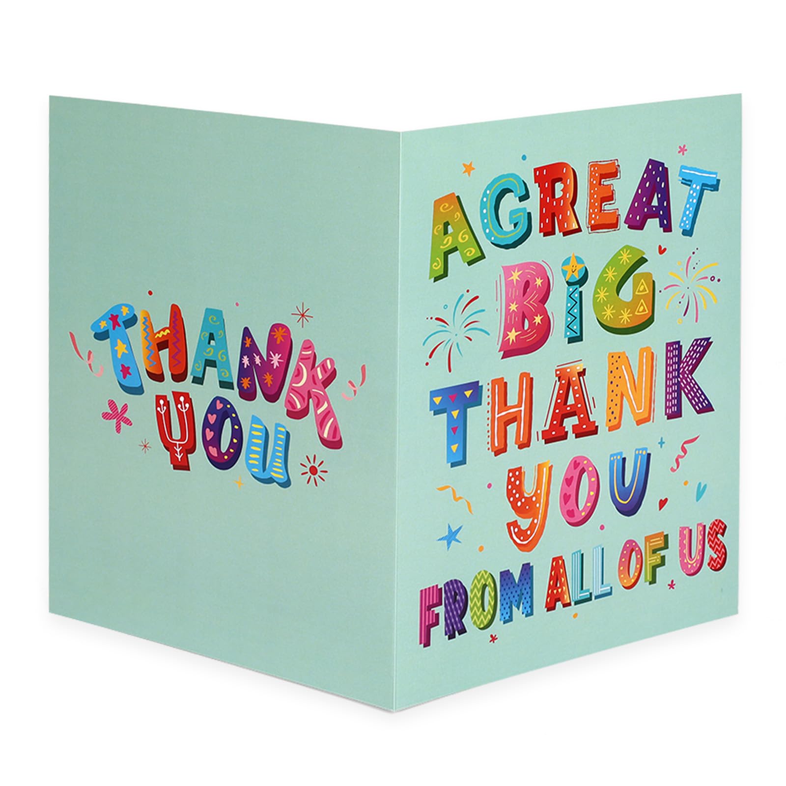 Jumbo Thank You Greeting Card Single, 15.7x10.6in/40x27cm Colorful Large Appreciation Card Gifts with Envelope for Boss Teacher Mentor Colleague