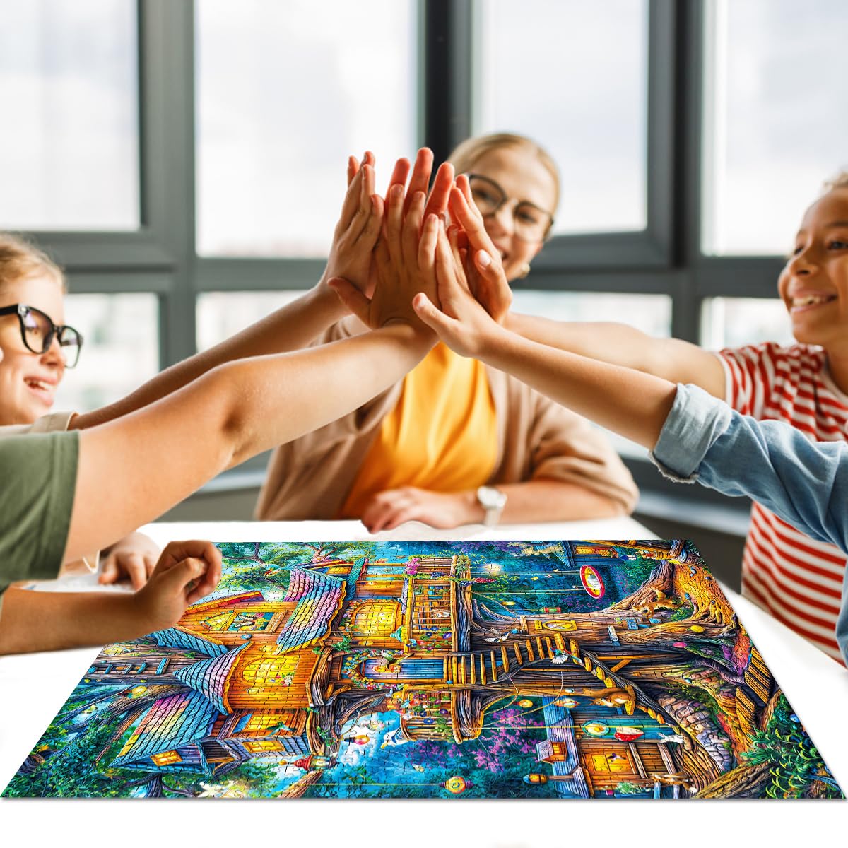 Puzzles 1000 Pieces for Adults jigsaw puzzles for adults-Fantasy Treehouse-1000 Piece Puzzle Classic Educational Games Beautiful Decoration Puzzle - Image 4