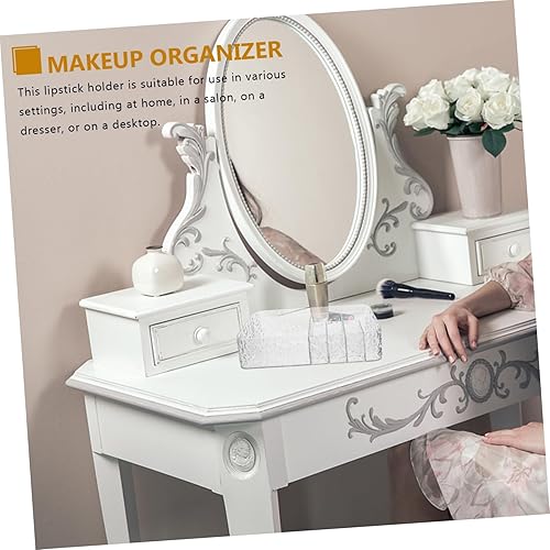 Miniatura 8 de HAKIDZEL Organizador de lápiz labial, soporte de exhibición transparente para lápiz labial de escritorio para cosméticos, elegante almacenamiento de