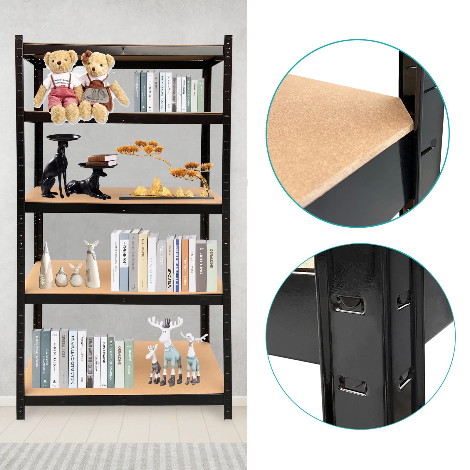 Amazon｜77インチ 収納棚 高耐久 スチールフレーム 5段 ガレージ棚