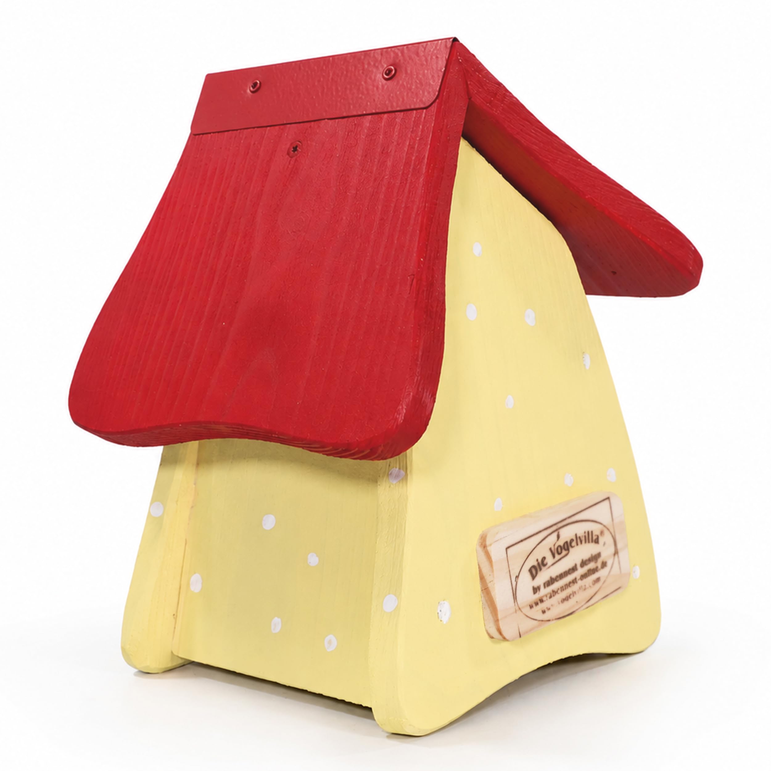 Lemodo Nistkasten Vogelvilla Handbemalt, Wetterfestes Vogelhaus gelb Holz, Nisthilfe Für Wildvögel, Für Garten Balkon Terrasse, Dekoratives Vogelhaus, Hochzeit, Einzug