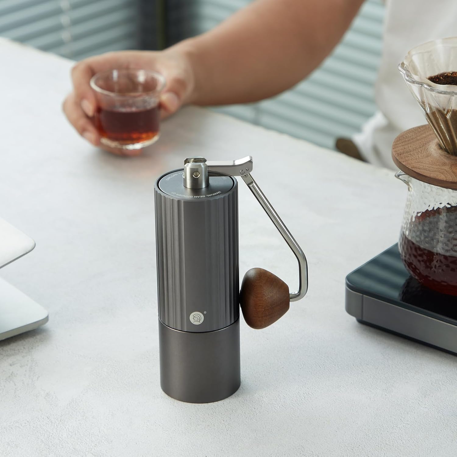 zeroHero Z3 X-FOLD Folding Hand Grinder Titanium-Coated Stainless Steel Conical Burr, 25g-30g Capacity, for Espresso, French Press & Pour Over