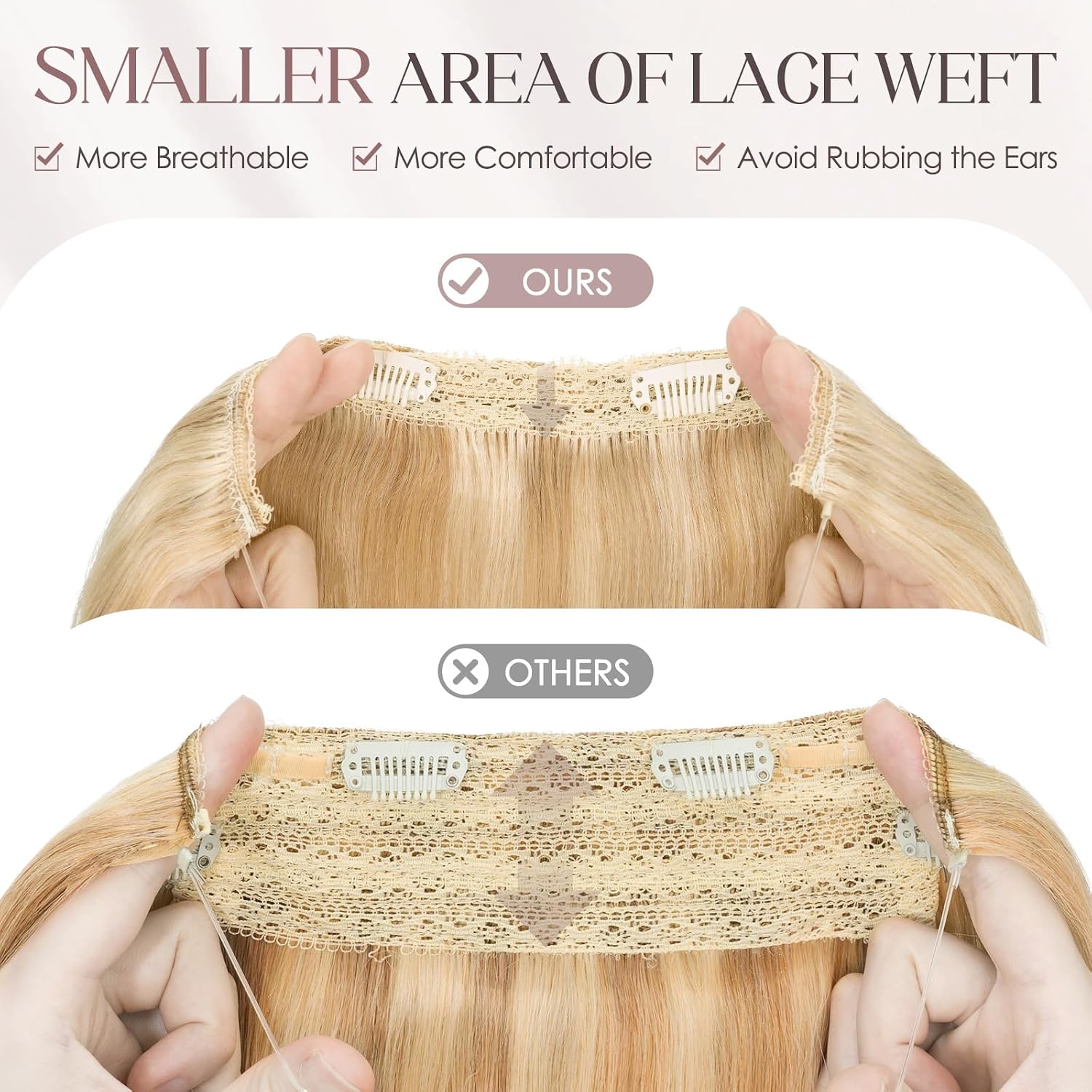 Elailite Halo Hair Extensions Real Human Hair for Women Ash Blonde & Bleach Blonde Clip in Remy Hairpiece with Adjustable Invisible Wire 14 Inch 60G