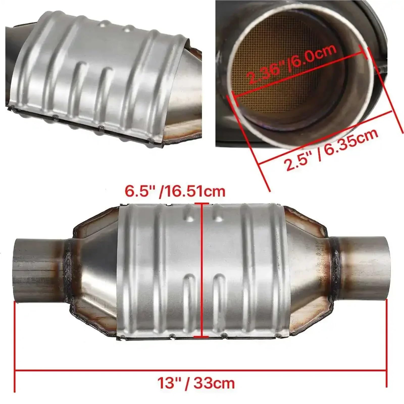 katalizator samochodowy Uniwersalne 2,5"/63mm katalizatory wydechowe ze stali nierdzewnej z osłoną ochronną pasujące do Forda i Chevroleta Silverado