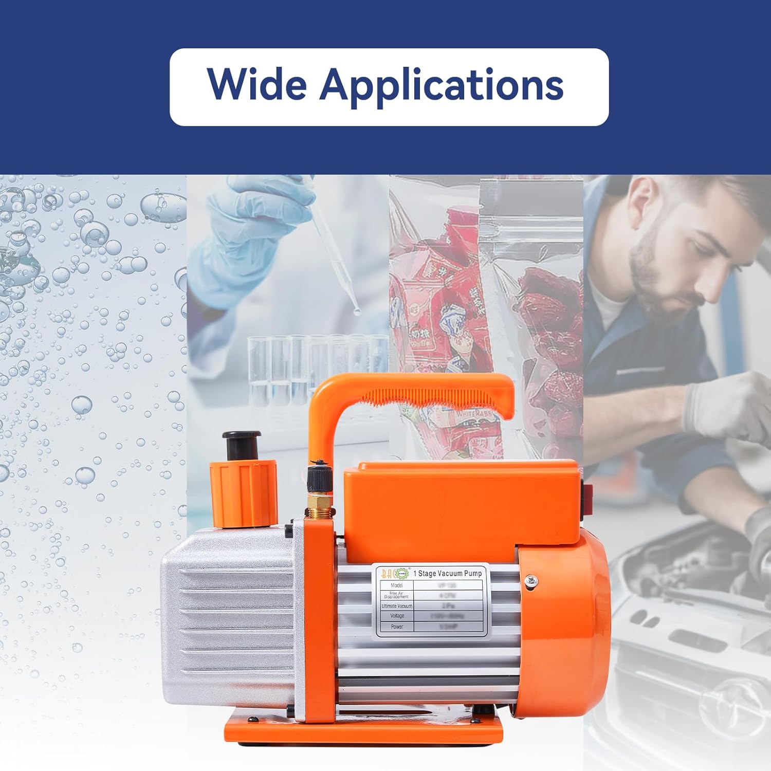 BACOENG 4 CFM 1/3 HP Sparkless Vacuum Pump, 110V Single Stage Rotary Vane HVAC Vacuum Pump for R32 R1234yf R134a R410a R22 AUTO AC Refrigerant Recharging