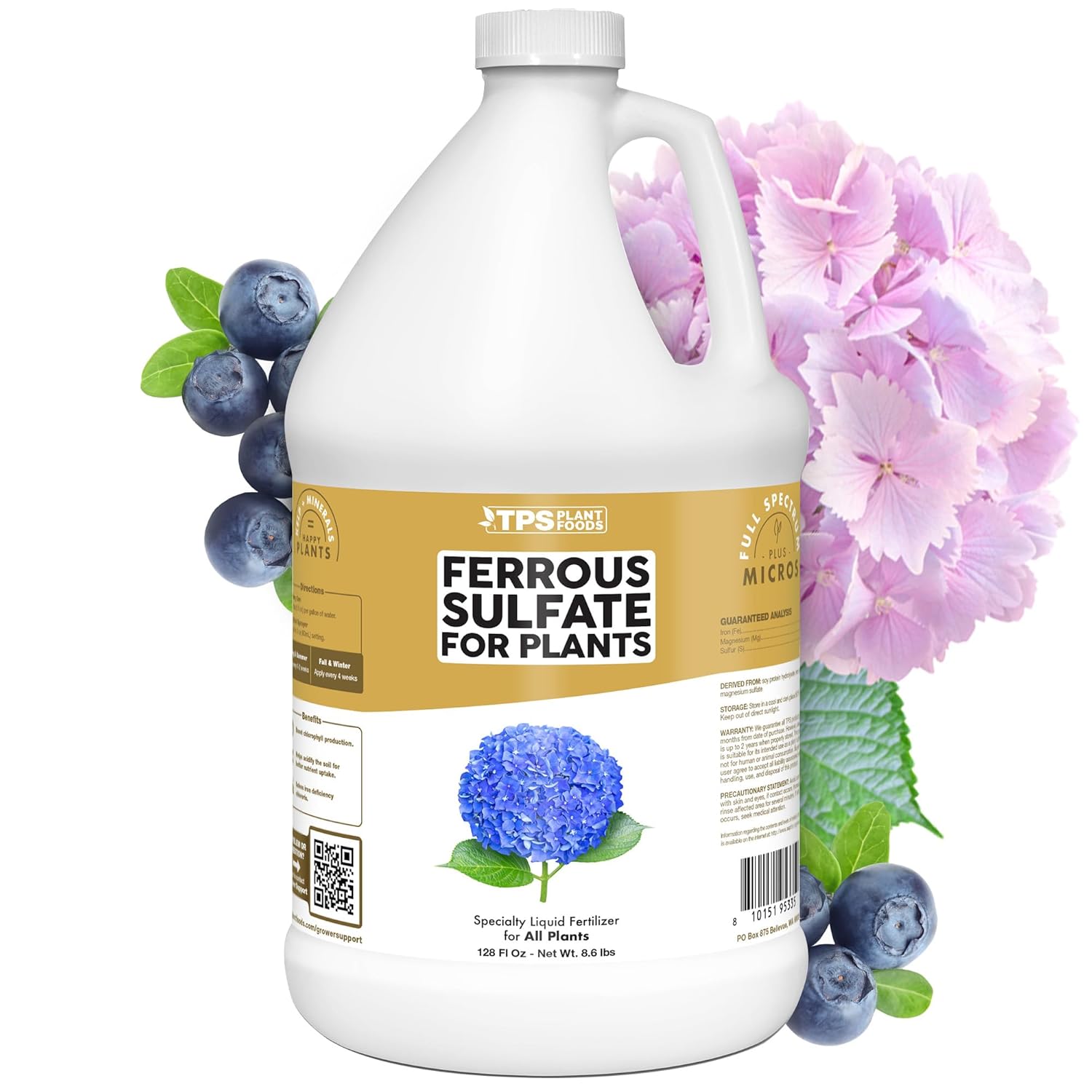 Ferrous Sulfate for Plants – Liquid Iron Sulfate for Plants for Greener Leaves, Improved Chlorophyll Production & Reduced Yellowing, 32 oz