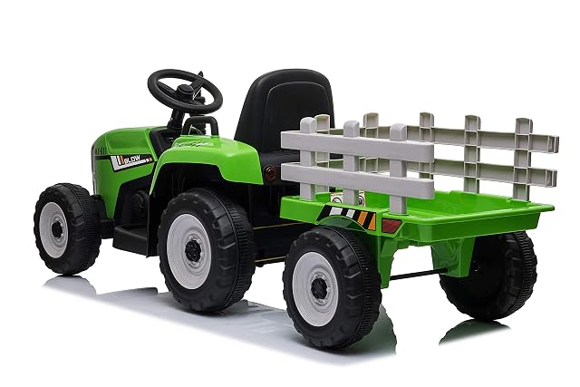 Foto 6 de 8 de FINOOS Tractor eléctrico 12 V, con pala y remolque desmontable, vehículo para niños, con luz LED