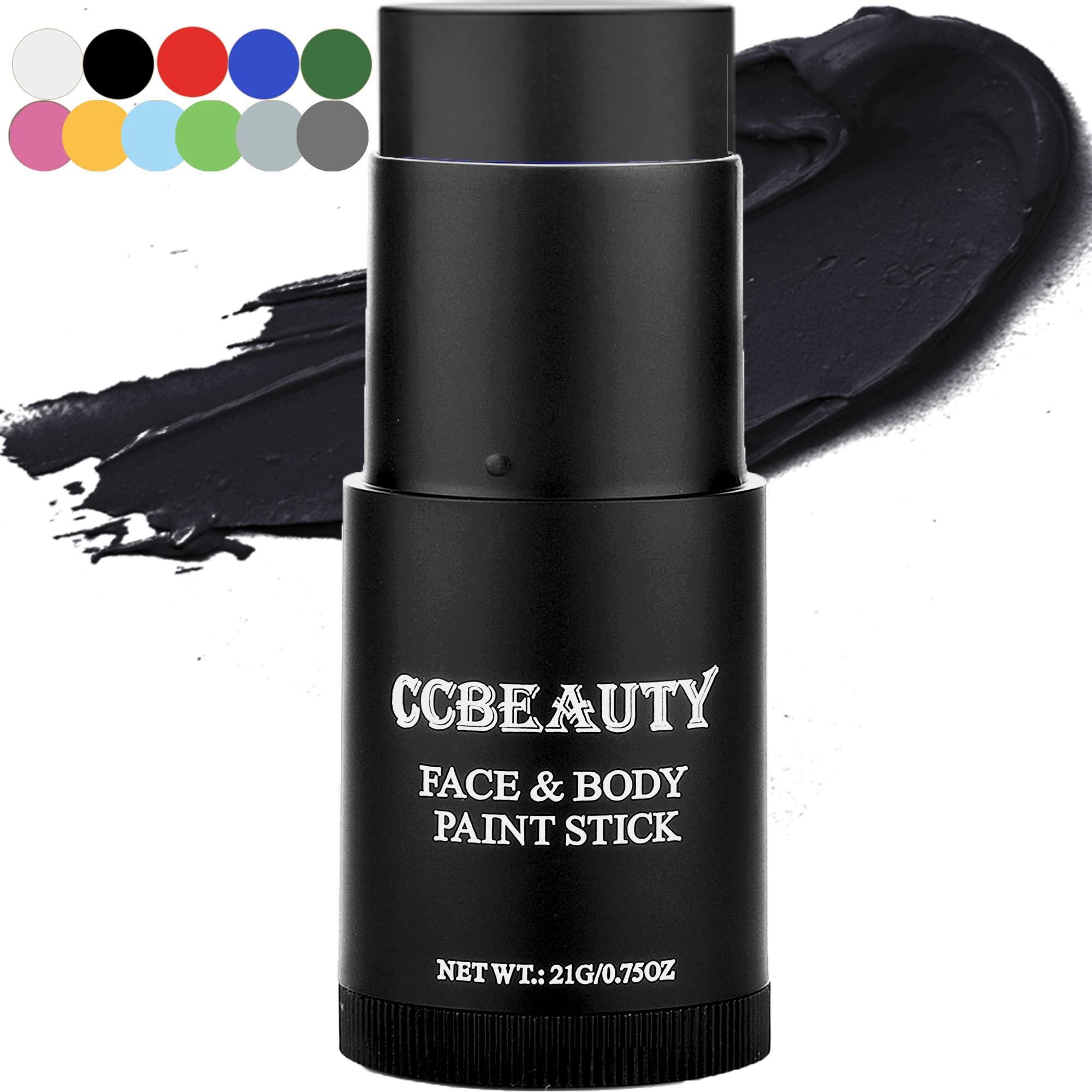 CCbeautyEye Black Stick Baseball, Black Face Body Paint Sticks, Sweatproof Eyeblack Foodball Softball for Sports Accessories, Black Clown Skeleton Goth Face Makeup for Halloween Cosplay Costume Party