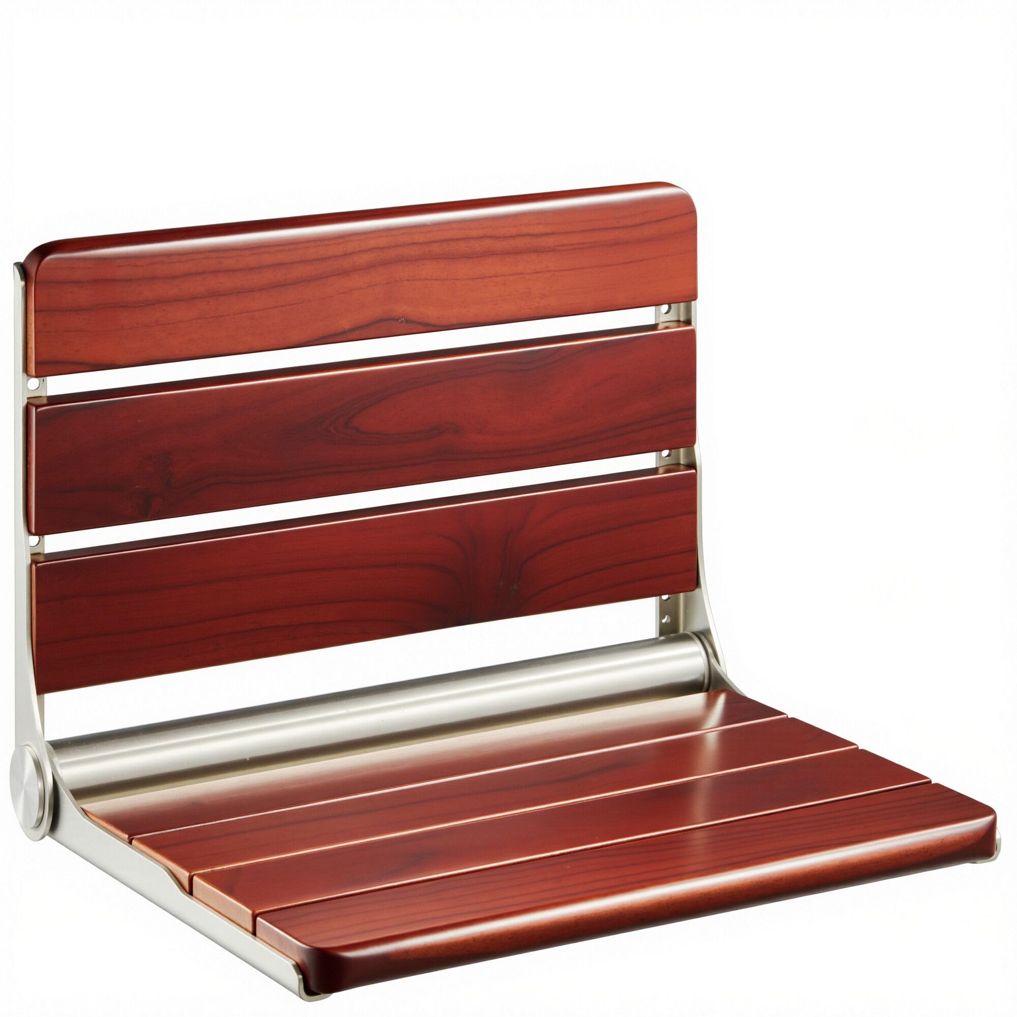 18" ADA Compliant Folding Teak Shower Seat Wall Mounted-Teak Folding Shower Bench, Folding Shower Seat for Inside Shower, Teak Foldable Shower Chair, Fold Down Shower Seat, Max Load 400lbs