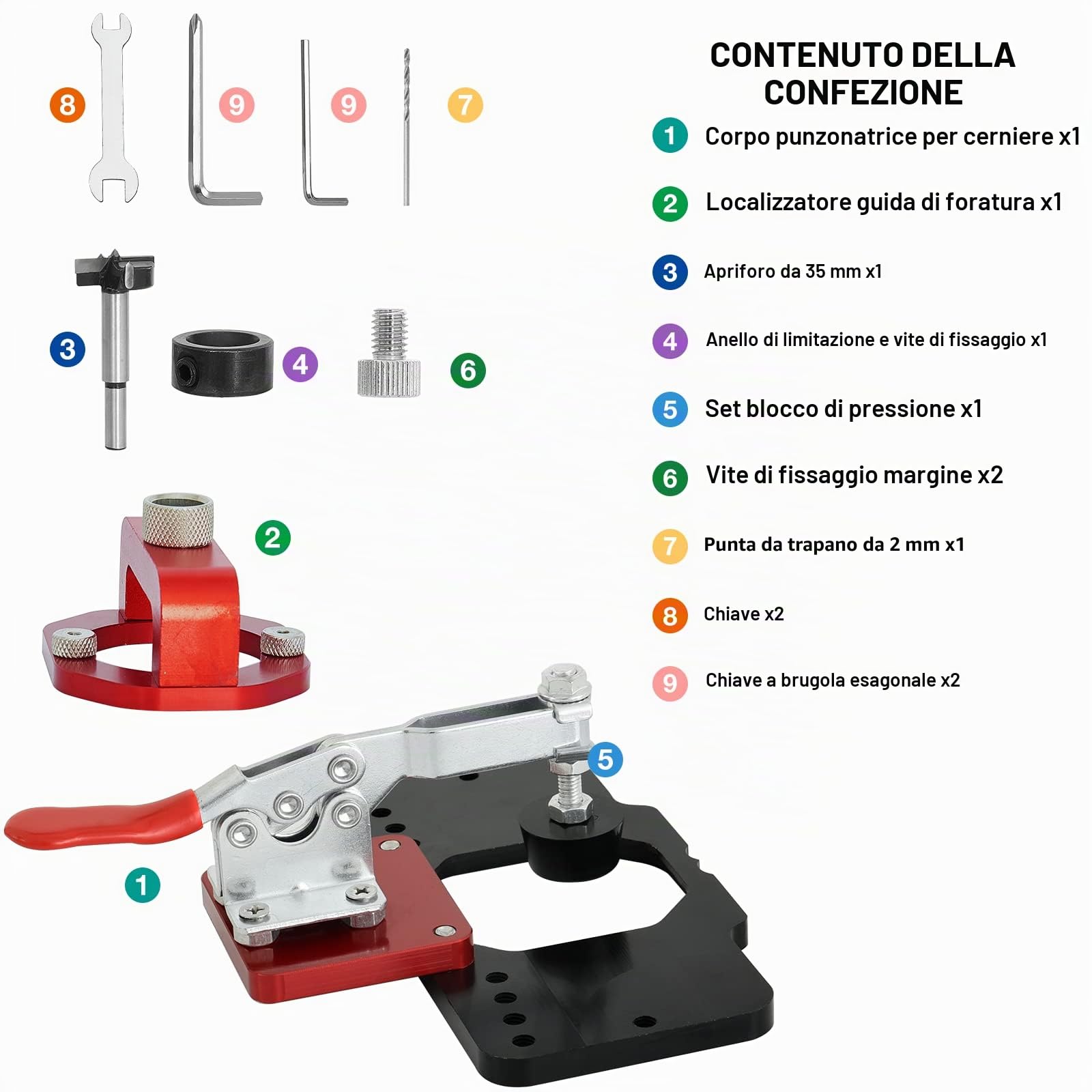 Dima per Cerniere 35mm, per Armadietti, a Scomparsa, Perforatrice per Fori, Localizzatore Accurato della Guida per Trapano per la Lavorazione del Legno Fai-da-te
