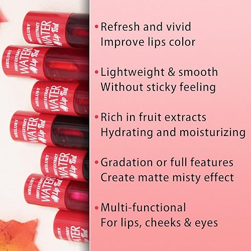 Miniatura 6 de Juego de tintes de labios de 7 colores, mini lápiz labial líquido mate, tinte de labios multiusos, brillo labial regordete hidratante, ligero,