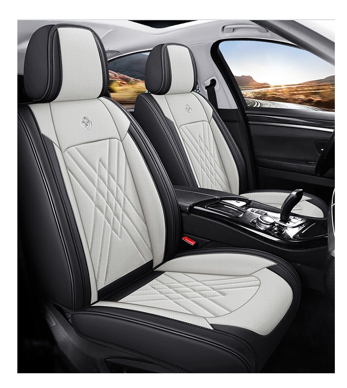 Qdfgnkbai A/Black-White Qdfgnkbi 5 Set Cr Set Covers Sets For Hyundi Kon N-Line 2020–2024, Ll Inclusive Lether Vehicle Cushion Protector Covers Brethble Wer Resistnt,-/Norml