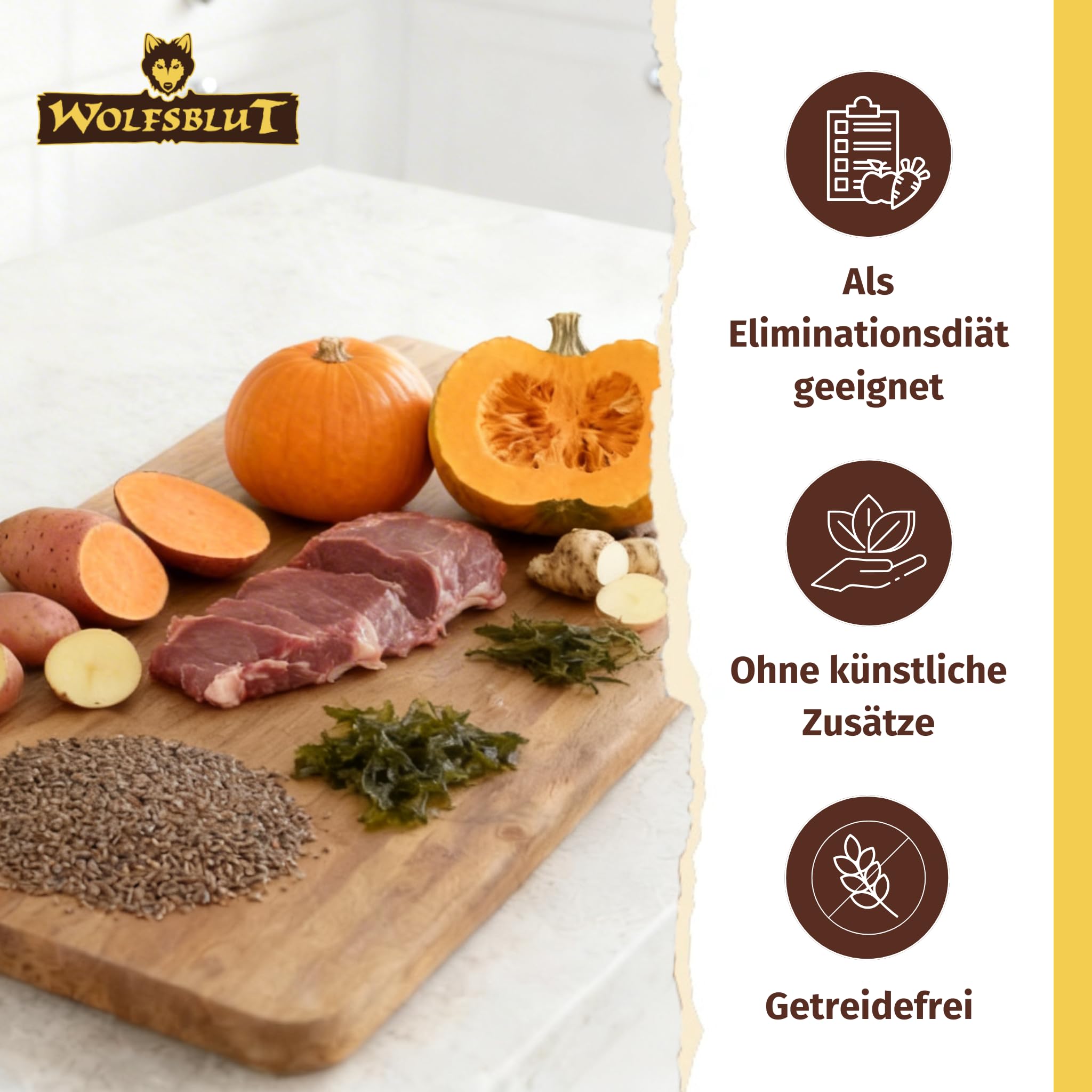 WOLFSBLUT – VetLine Hypoallergenic | Diät Trockenfutter für ausgewachsene Hunde mit Futterunverträglichkeiten. Getreidefreies Alleinfutter im Beutel | 12kg Pferd mit Süßkartoffeln