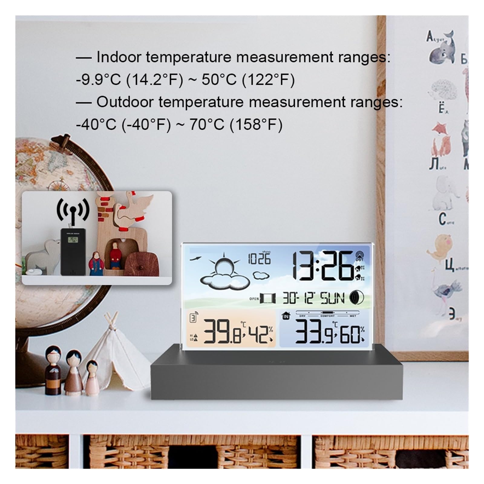 Przezroczysta Stacja Pogodowa Szklany Kolorowy Ekran Termometr Higrometr Cyfrowy Monitor Temperatury I Wilgotności Prognoza Pogody DokłAdne I łAtwe Do Odczytania