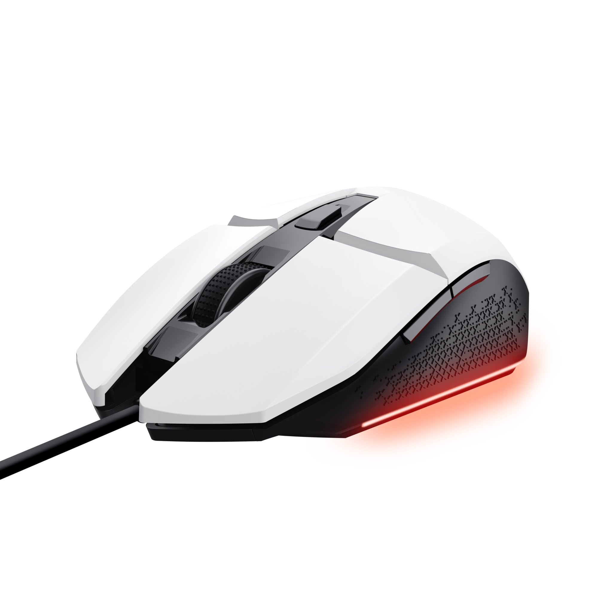 GXTrust Vylax mysz gamingowa z 6 programowalnymi przyciskami, biała | 200-6400 DPI, wielokolorowe podświetlenie LED, kabel USB 150 cm, przewodowa mysz do gier PC komputer laptop