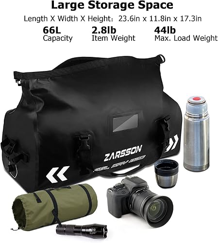 Miniatura 4 de Bolsa de lona impermeable, bolsa seca de viaje ligera con tamaños de 40 L66 L, gran espacio de almacenamiento, correas y asas duraderas, material