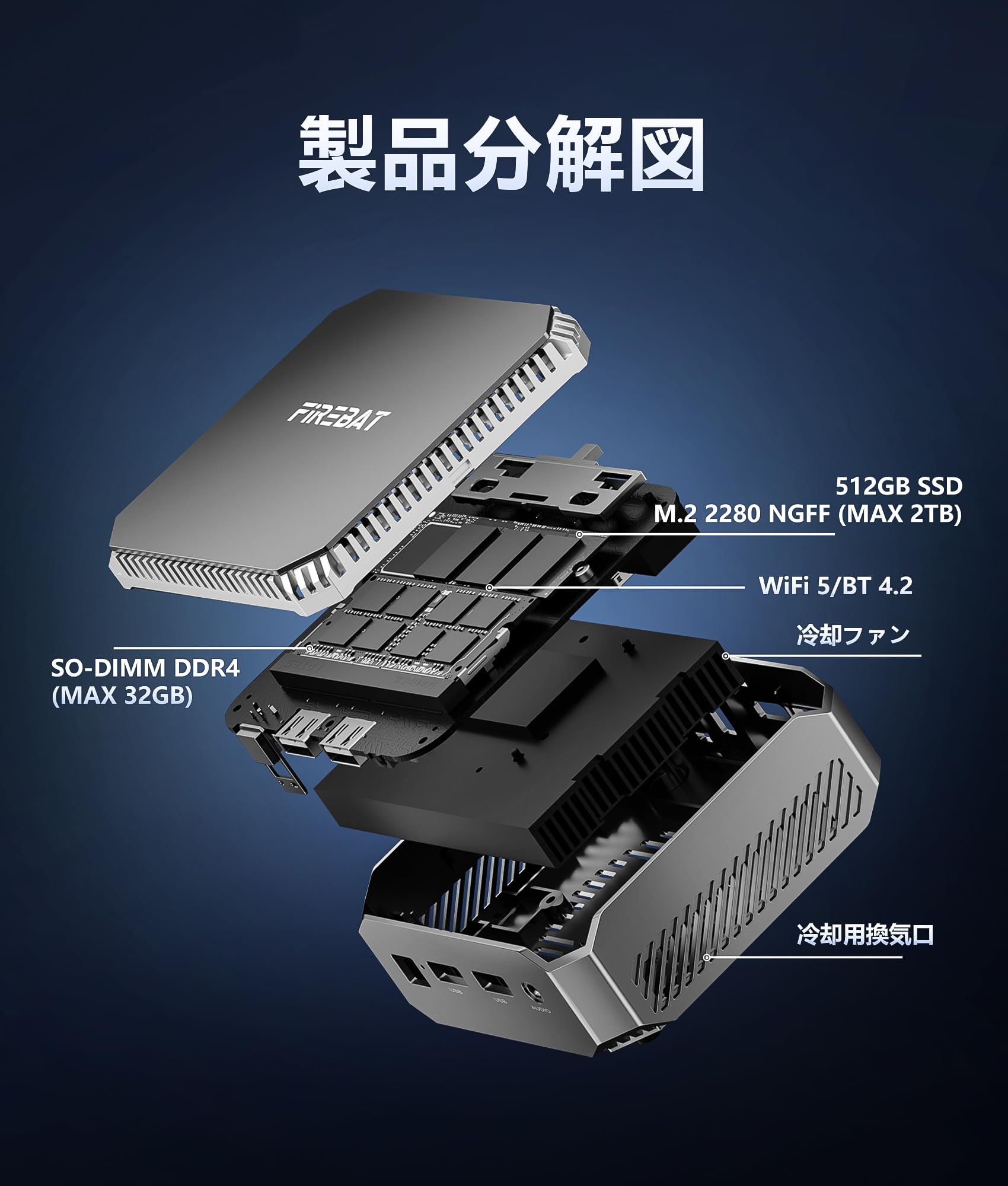 Amazon.co.jp: Intel FIREBAT T2 Mini PC 16GB + 512GB DDR4 12th