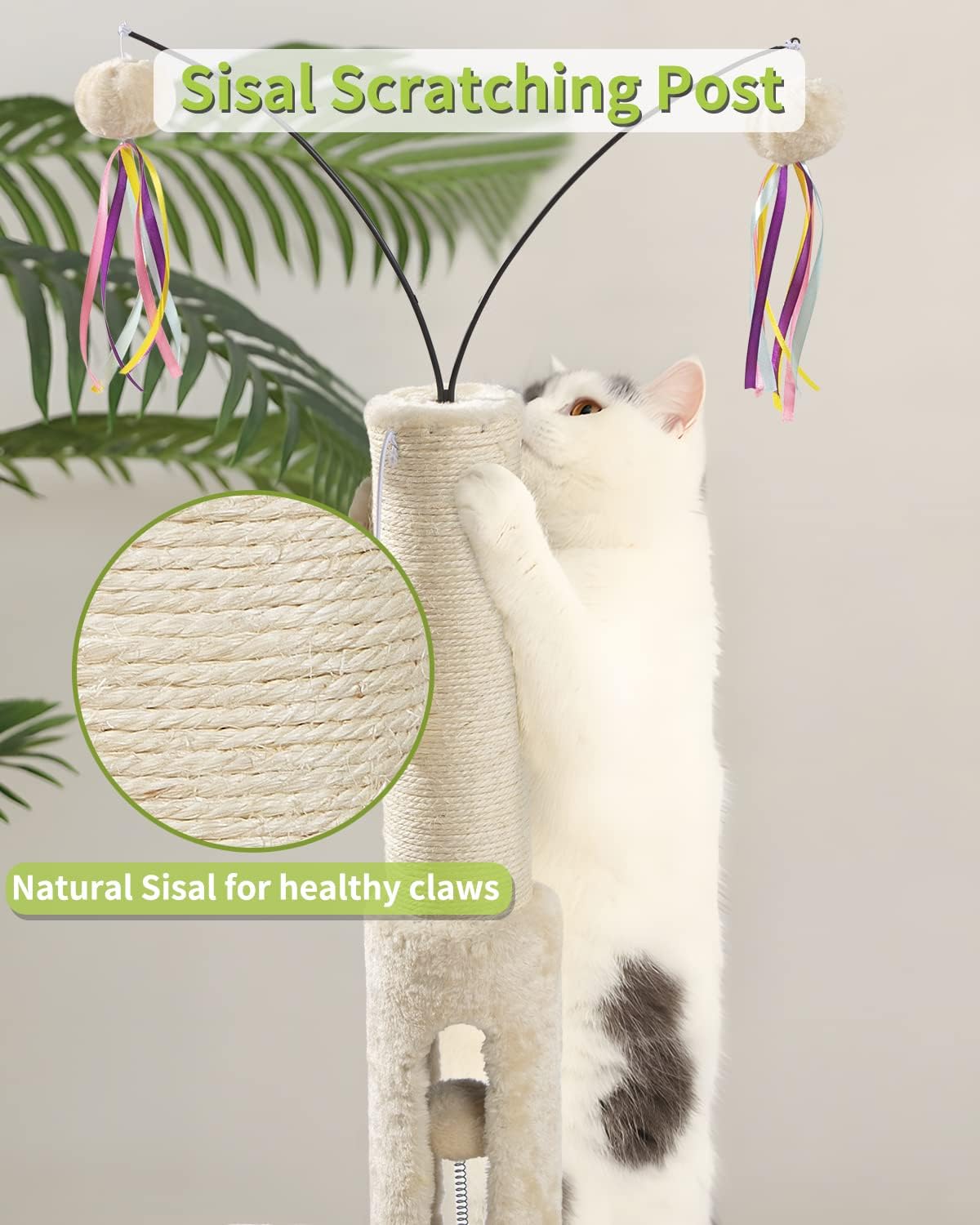 review Cat Scratching Post, 4-in-1 Scratch Pole Sisal Rope Scratcher with Interactive Toys & Hanging Balls for Indoor Cats (Small 25” Tall for Kittens)