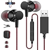 USB Earbuds with Microphone for PC,3.9ft Wired in Ear USB A Headphones for Computer,Magnetic Wired Headset with Mic Noise Cancelling Cord Earphones for HP Dell Surface Laptop Zoom Meeting School Work