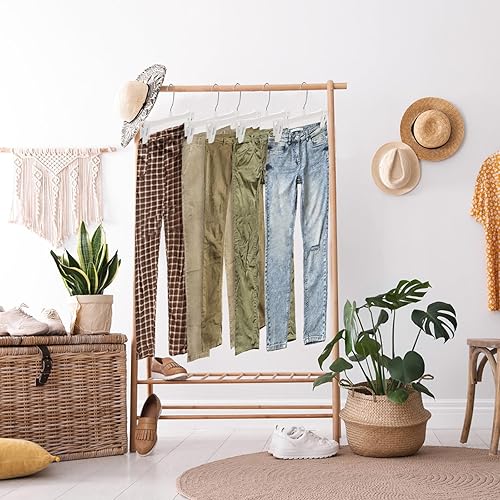 Miniatura 6 de Tosnail Paquete de 40 perchas de plástico de 12 pulgadas con clips grandes antideslizantes y gancho giratorio para uso en armario y lavandería,